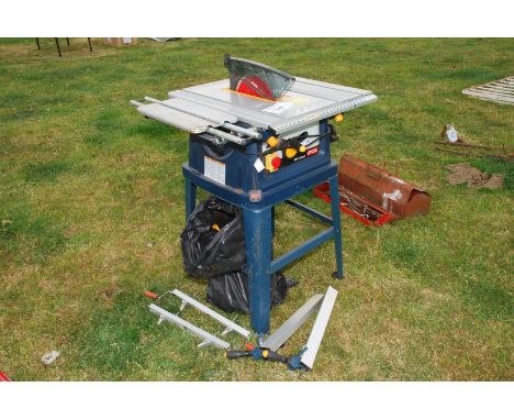 A Ryobi table saw with adjustable height and angle.