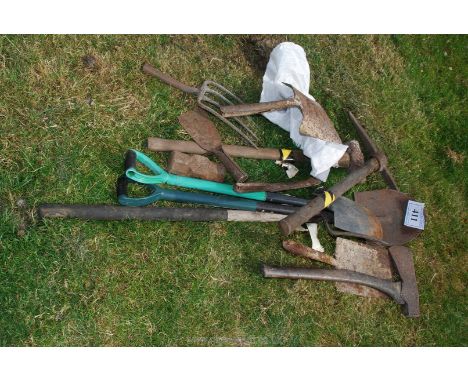 A spade, shovels, an axe, etc.,