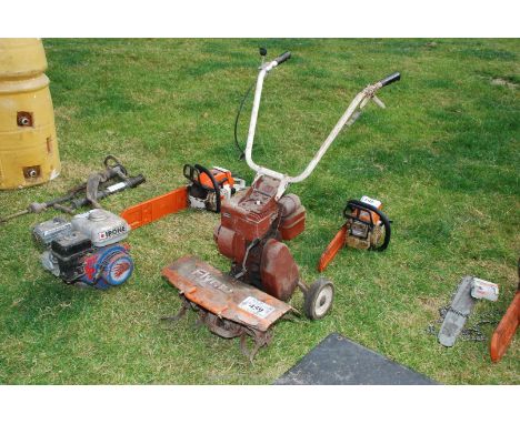 A Flymo garden Cultivator with 3 hp Briggs &amp; Stratton engine, (good compression but unable to start as no fuel present).