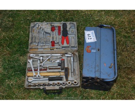 A set of cased mixed tools and a cantilever tool box.