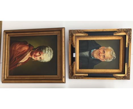 Clarence Crawford (20th century): Two oils on board depicting a portrait of lady & gentleman, each signed, the largest 50 x 4