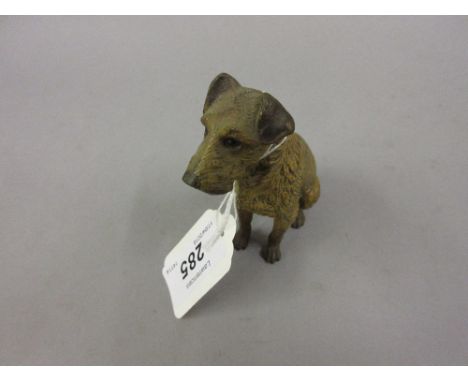 Small Austrian cold painted bronze figure of a seated dog