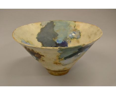 Robin Welch (b-1936), large 20th Century Studio Pottery stoneware bowl decorated internally and externally with an abstract d