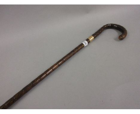 Early 20th Century Brigg gold mounted rosewood walking stick