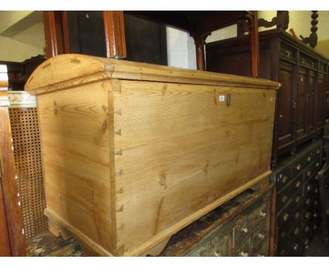 19th Century Continental pine dome top trunk