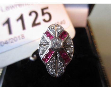 18ct Yellow gold ruby and diamond cluster ring