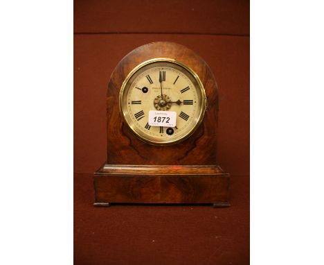 19th Century German walnut dome shaped mantel clock, the painted dial with Roman numerals inscribed Straub Hebting, with a si