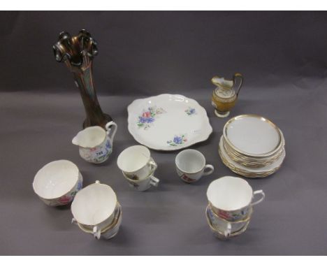 Royal Albert Sweet Pea pattern tea service together with a Carnival glass vase, three commemorative cups and a Paris porcelai