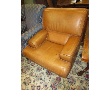 20th Century light tan leather upholstered armchair