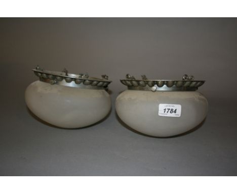 Two small opaque glass light bowls, a star form light fitting, Japanese metal lantern and a small wooden wall bracket