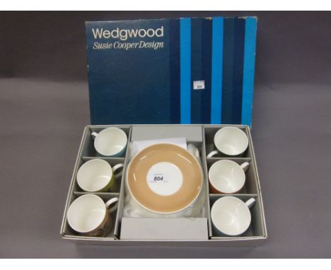 Wedgwood Susie Cooper Snowdrop pattern group of six coffee cans with saucers in original box