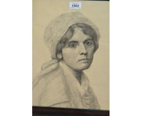 19th / 20th Century charcoal drawing, head and shoulder portrait of a young lady, possibly Russian, 16ins x 13ins