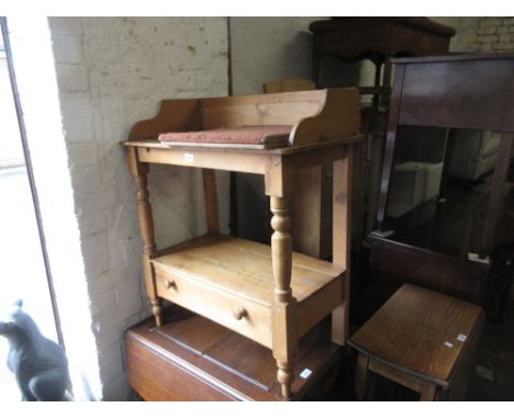 19th Century pine wash stand with jug and wash basin