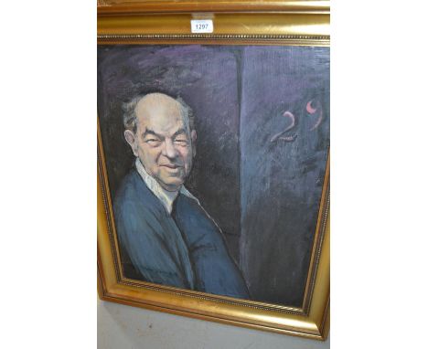 Naomi Alexander, oil on board, portrait of a gentleman with a jovial expression, signed and dated 1975, 23ins x 18ins, gilt f