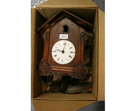 Small Swiss walnut cuckoo clock (at fault)