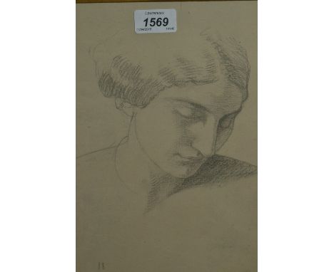 Mary Golay, signed charcoal drawing, head and shoulder portrait of a young lady , 11.5ins x 9.5ins
