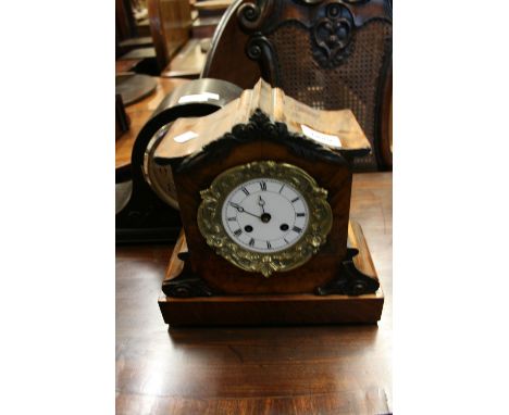 19th Century walnut bracket clock having circular dial with Roman numerals and two train movement striking on a bell, togethe