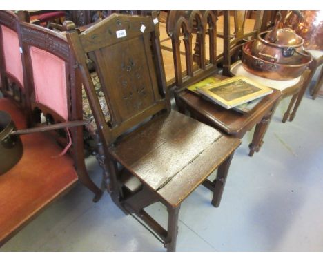 Pair of 19th Century oak metamorphic library steps / chair (lacking one step)