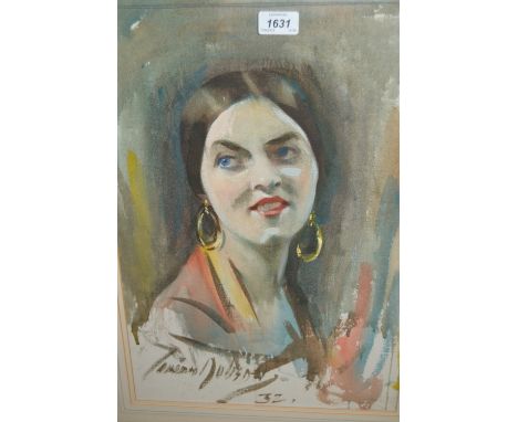 David Cowan Dobson, head and shoulder portrait of Mrs Cowen Dobson ( Phyllis Bowyer ), dated 1932, signed, 19ins x 13ins