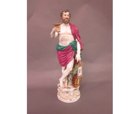 Large 19th Century Meissen figure of a bearded man holding a lute and cup, 15.5ins high