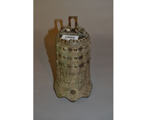 Brown patinated bronze Buddhist temple bell