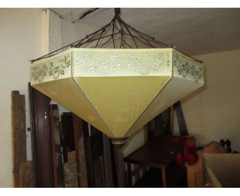 Large silk octagonal shade / light fitting, circa 1950 