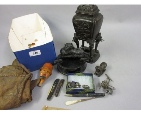Japanese bronze censer and other miscellaneous items
