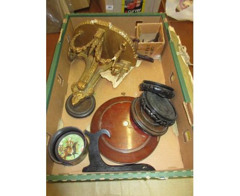 Various oriental hardwood vase stands and a giltwood wall bracket