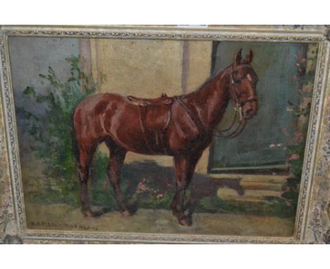 B.A. St.Clair Tisdall, signed oil on canvas, portrait of a horse, 12ins x 16ins