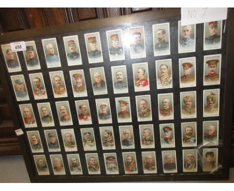 Framed set of fifty Wills cigarette cards,1917 Allied Army Leaders