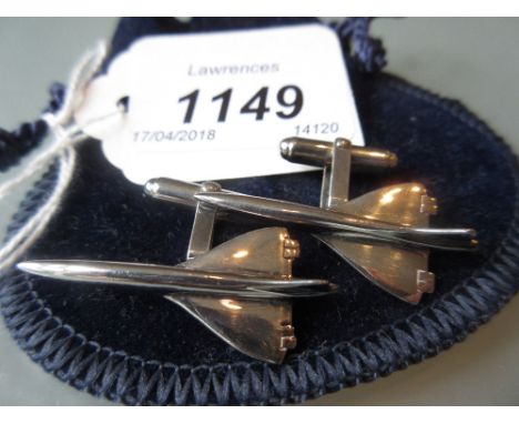 Pair of (925 mark) silver Concorde cufflinks in original pouch