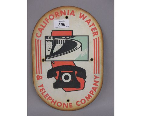 Mid 20th Century American California Water and Telephone Co. enamel sign