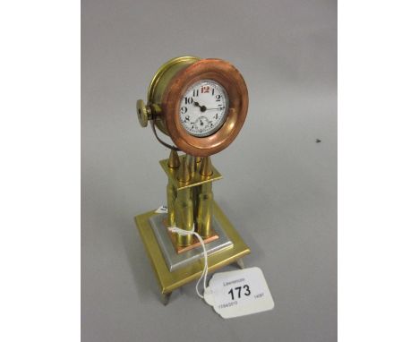 Unusual World War I Trench Art clock in the form of a search light