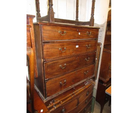 George III mahogany straight front chest with a moulded top above four graduated drawers with brass swan neck handles raised 