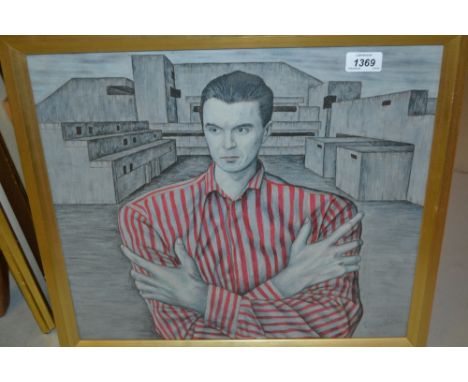 Rod Judkins, watercolour portrait, believed to be Gary Kemp of Spandau Ballet, signed
