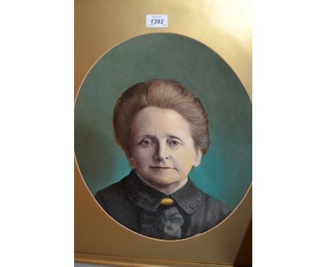 Early 20th Century, oil on board, portrait of a French lady, oval mounted, 18ins x 15ins