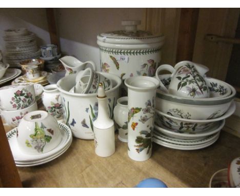 Large collection of Portmeirion Botanic Garden Collection porcelain including:-  a large bread bin and cover, bowls, jardinie