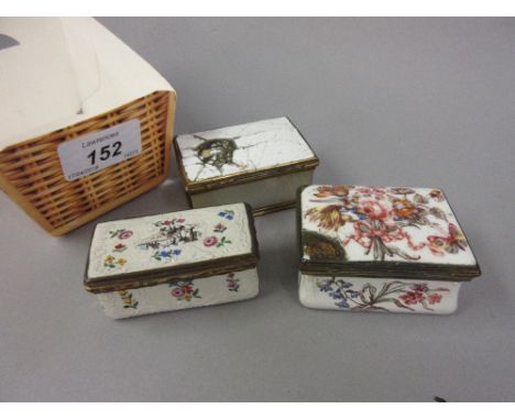 Three various 18th Century enamel patch boxes (at fault)