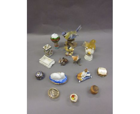 Royal Worcester figure of a marsh tit, a miniature Albany figure of a wren, similar figure of a rabbit and three other variou