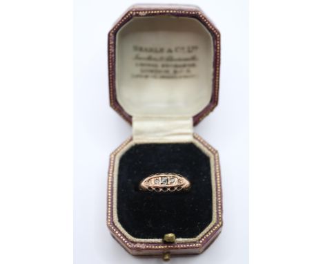 9cct Gold 5 Stone Diamond Set ring in Antique box Size L. 1.48g total weight 