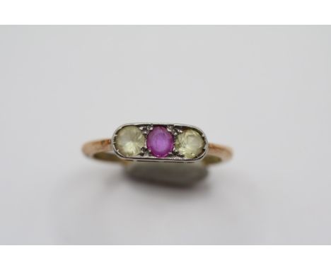 Victorian 9ct Ruby &amp; Spinel Dress ring Size L. 2.18g total weight 