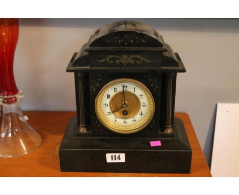 19ThC Belgian Slate Mantel clock with numeral dial 