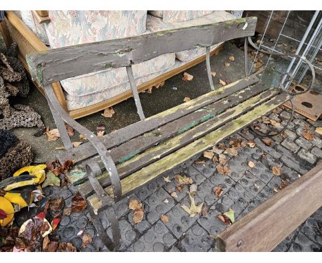 Wrought metal clatted garden bench