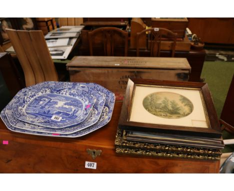 Set of 3 Copeland Spode Italian Scenes graduated meat plates and a set of Le Blonde prints 