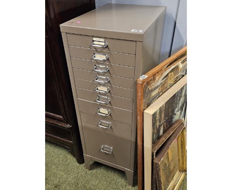 9 Drawer Vintage metal painted office chest of drawers 
