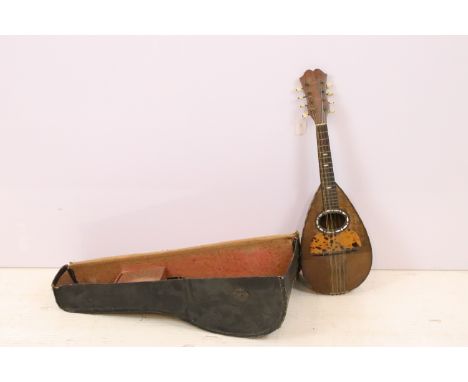 Antique Asian doll playing mandolin dated 1922 signed sold J.B.