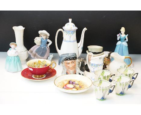 Assortment of ceramic items to include small Royal Doulton 'Sir Henry Doulton' and 'The Wizard' Toby jugs, Royal Doulton Disn