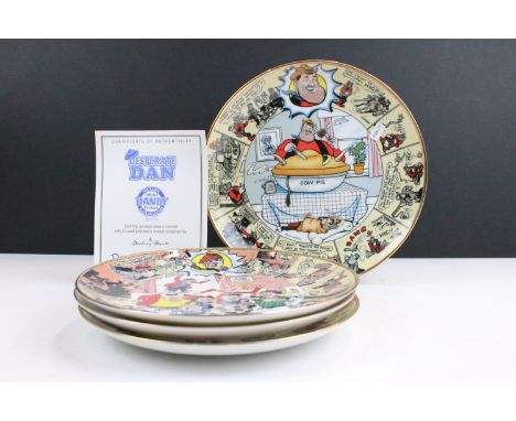 Collection of Beano comic book collectors plates by Danbury mint depicting Minnie the Minx, Dennis the Menace '50 menacing ye