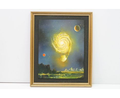 David Weston (1935 – 2011), Whirlpool Galaxy MSI in Canes Venatici, oil / enamel on board, signed lower left and dated 1997, 