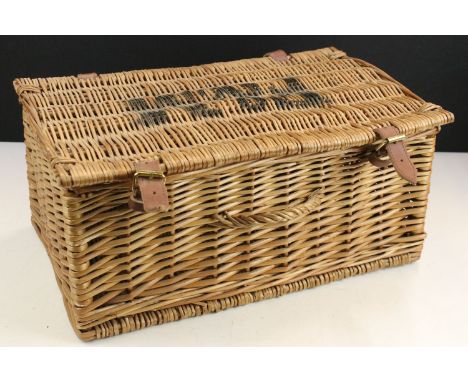 Fortnum and Masons wicker hamper marked F&amp;M to lid, 42cm long